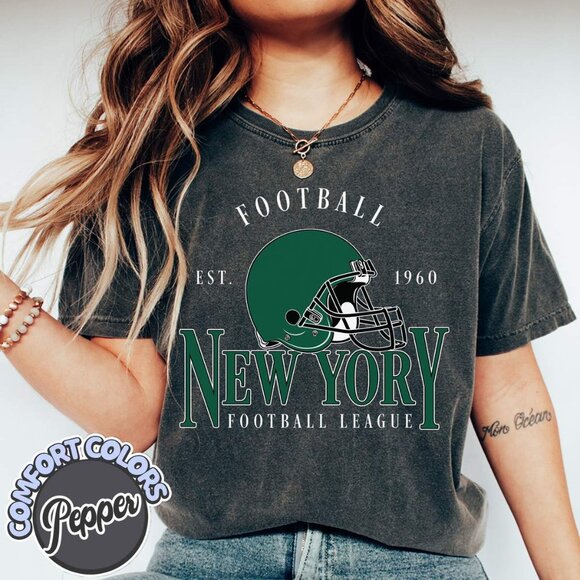 New York Football Old School Style Comfort Colors T-Shirt 166 - Picture 1 of 5